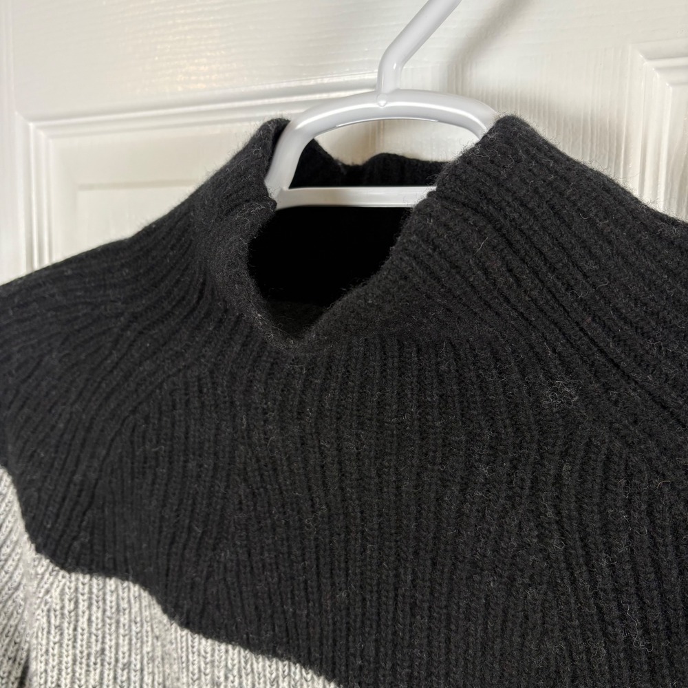 Banana Republic Men's Chunky Knit Sweater Lg Black Gray Wool Blend Fisherman - Picture 3 of 7
